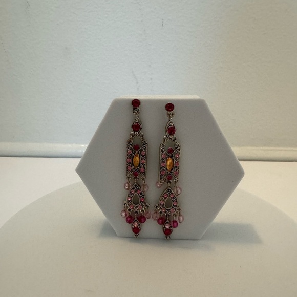 Pink Jeweled Earrings - Picture 3 of 5